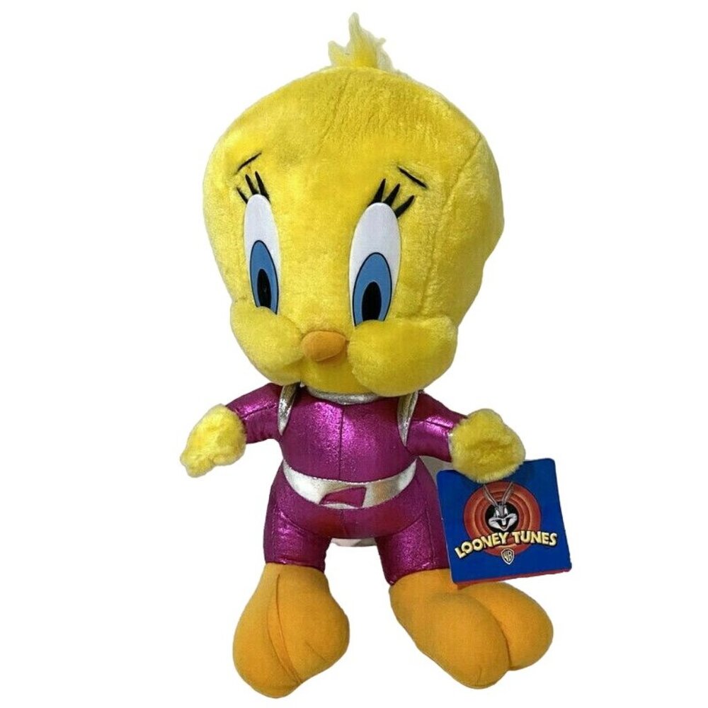 Vtg Looney‎ Tunes Tweety Bird 16" Plush Pink Metallic Spacesuit Cartoon Novelty